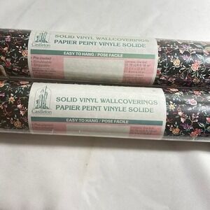 Castleton Vintage Black Floral Dark Academia Victorian Vinyl Wallpaper 2 Rolls